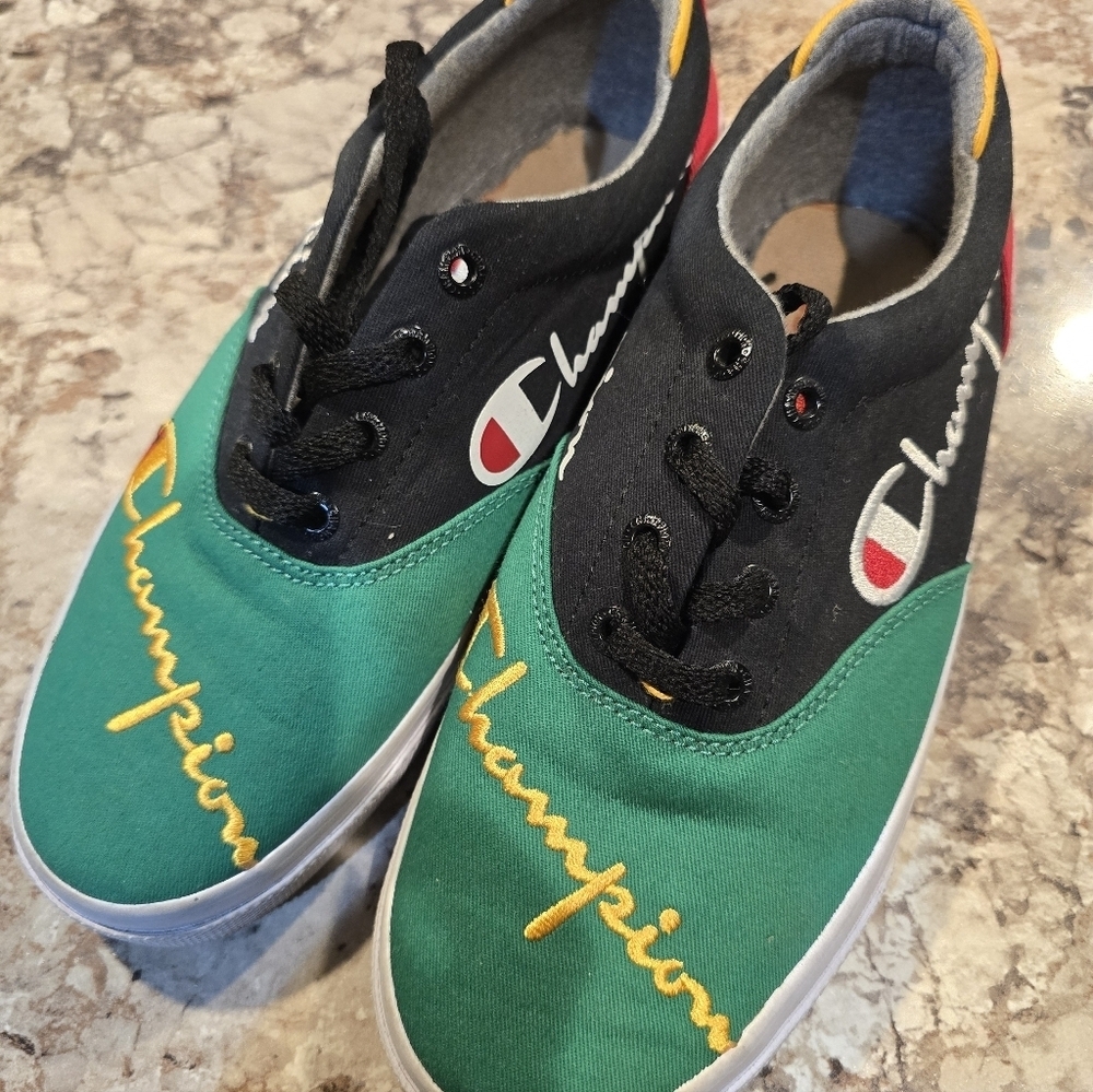 CHAMPION Boys 6Y Swipe Colorblock Shoes Black/Multi Lace-Up Low Top - Picture 2 of 5